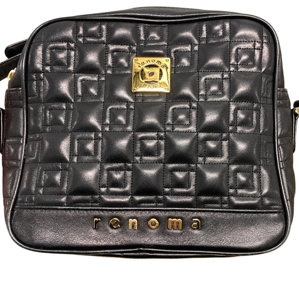 Renoma Paris Quilted Studded Crossbody Bag Womens OS Black Vintage 90s Leather